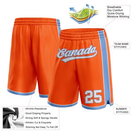 Personalized Orange White-Light Blue Authentic Basketball Shorts Team Custom Name and Number