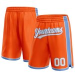 Personalized Orange White-Light Blue Authentic Basketball Shorts Team Custom Name and Number