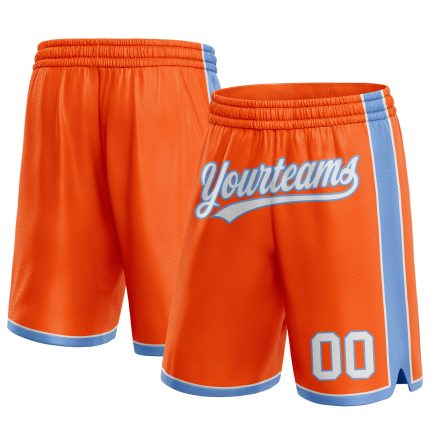 Personalized Orange White-Light Blue Authentic Basketball Shorts Team Custom Name and Number
