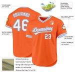 Personalized Orange White-Light Blue Authentic Throwback Baseball Jersey Team Custom Name and Number