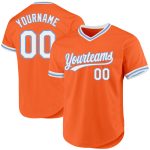 Personalized Orange White-Light Blue Authentic Throwback Baseball Jersey Team Custom Name and Number