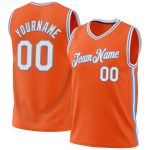 Personalized Orange White-Light Blue Authentic Throwback Basketball Jersey Team Custom Name and Number