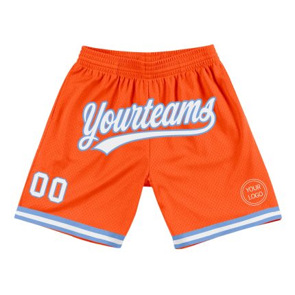 Personalized Orange White-Light Blue Authentic Throwback Basketball Shorts