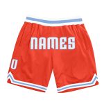 Personalized Orange White-Light Blue Authentic Throwback Basketball Shorts Team Custom Name and Number