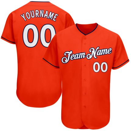 Personalized Orange White-Navy Authentic Baseball Jersey