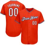 Personalized Orange White-Navy Authentic Baseball Jersey Team Custom Name and Number