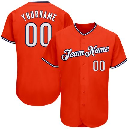 Personalized Orange White-Navy Authentic Baseball Jersey Team Custom Name and Number