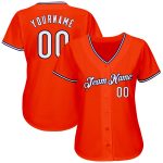 Personalized Orange White-Navy Authentic Baseball Jersey Team Custom Name and Number