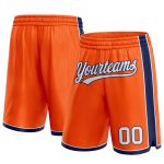 Personalized Orange White-Navy Authentic Basketball Shorts Team Custom Name and Number