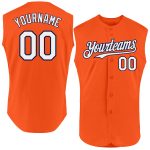 Personalized Orange White-Navy Authentic Sleeveless Baseball Jersey