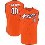 Personalized Orange White-Navy Authentic Sleeveless Baseball Jersey Team Custom Name and Number