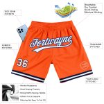 Personalized Orange White-Navy Authentic Throwback Basketball Shorts Team Custom Name and Number