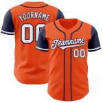 Personalized Orange White-Navy Authentic Two Tone Baseball Jersey Team Custom Name and Number