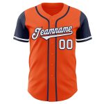 Personalized Orange White-Navy Authentic Two Tone Baseball Jersey Team Custom Name and Number