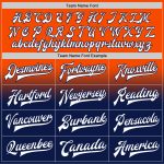 Personalized Orange White-Navy Bomber Full-Snap Varsity Letterman Fade Fashion Jacket Team Custom Name and Number