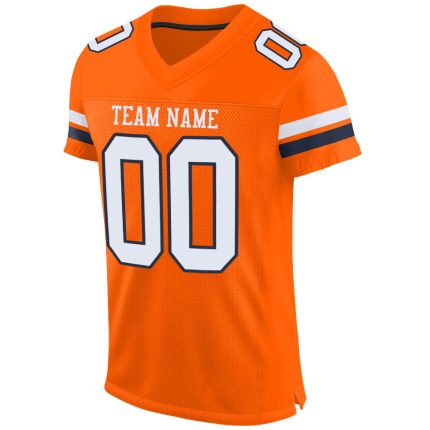 Personalized Orange White-Navy Mesh Authentic Football Jersey