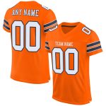Personalized Orange White-Navy Mesh Authentic Football Jersey Team Custom Name and Number