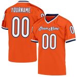 Custom orange, white and navy mesh throwback football jersey