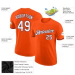 Personalized Orange White-Navy Performance T-Shirt Team Custom Name and Number