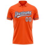 Personalized Orange White-Navy Performance Vapor Golf Polo Shirt Team Custom Name and Number