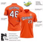 Personalized Orange White-Navy Performance Vapor Golf Polo Shirt Team Custom Name and Number