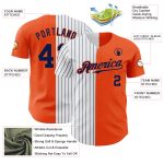 Personalized Orange White-Navy Pinstripe Authentic Split Fashion Baseball Jersey Team Custom Name and Number