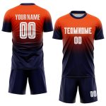 Personalized Orange White-Navy Sublimation Fade Fashion Soccer Uniform Jersey Team Custom Name and Number