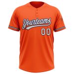 Personalized Orange White-Navy Two-Button Unisex Softball Jersey Team Custom Name and Number