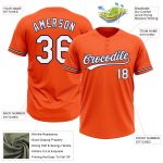 Personalized Orange White-Navy Two-Button Unisex Softball Jersey Team Custom Name and Number