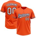 Personalized Orange White-Navy Two-Button Unisex Softball Jersey Team Custom Name and Number