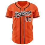 Personalized Orange White Pinstripe Black Authentic Baseball Jersey Team Custom Name and Number