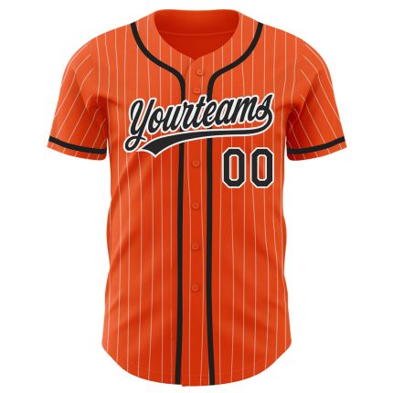 Personalized Orange White Pinstripe Black Authentic Baseball Jersey Team Custom Name and Number