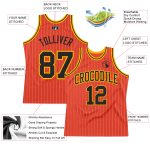 Personalized Orange White Pinstripe Black-Gold Authentic Basketball Jersey Team Custom Name and Number
