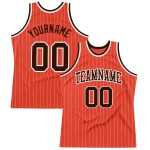 Personalized Orange White Pinstripe Brown Authentic Basketball Jersey Team Custom Name and Number