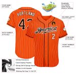 Personalized Orange White Pinstripe Brown-White Authentic Baseball Jersey Team Custom Name and Number