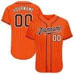 Personalized Orange White Pinstripe Brown-White Authentic Baseball Jersey Team Custom Name and Number