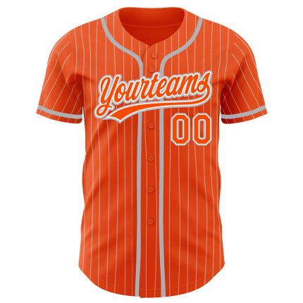 Personalized Orange White Pinstripe Gray Authentic Baseball Jersey Team Custom Name and Number