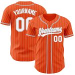 Personalized Orange White Pinstripe Gray Authentic Baseball Jersey