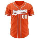 Personalized Orange White Pinstripe Gray Authentic Baseball Jersey
