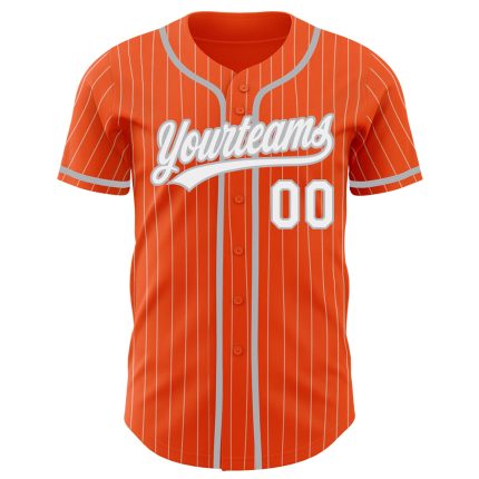 Personalized Orange White Pinstripe Gray Authentic Baseball Jersey