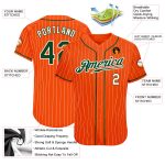 Personalized Orange White Pinstripe Green-White Authentic Baseball Jersey Team Custom Name and Number
