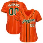 Personalized Orange White Pinstripe Green-White Authentic Baseball Jersey Team Custom Name and Number