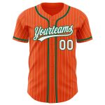 Personalized Orange White Pinstripe Kelly Green Authentic Baseball Jersey Team Custom Name and Number