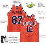 Personalized Orange White Pinstripe Navy Authentic Basketball Jersey Team Custom Name and Number