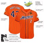 Personalized Orange White Pinstripe Navy-White Authentic Baseball Jersey Team Custom Name and Number
