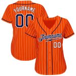 Personalized Orange White Pinstripe Navy-White Authentic Baseball Jersey Team Custom Name and Number