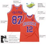 Personalized Orange White Pinstripe Purple Authentic Basketball Jersey Team Custom Name and Number