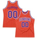 Personalized Orange White Pinstripe Purple Authentic Basketball Jersey Team Custom Name and Number
