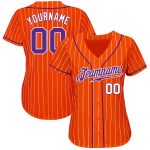 Personalized Orange White Pinstripe Purple-White Authentic Baseball Jersey Team Custom Name and Number