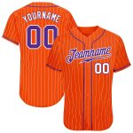 Personalized Orange White Pinstripe Purple-White Authentic Baseball Jersey Team Custom Name and Number
